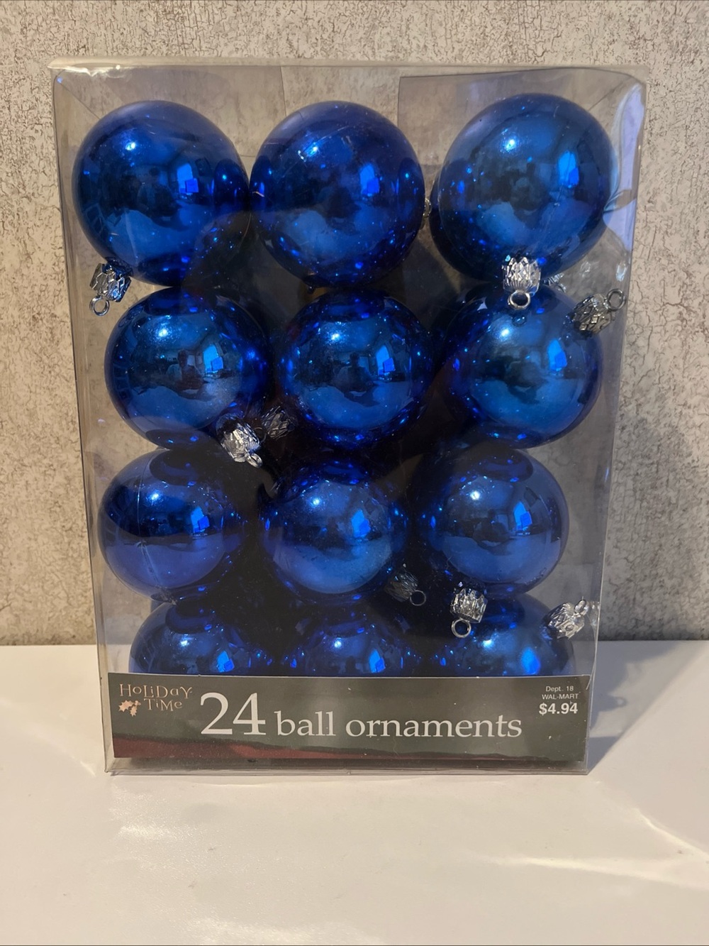 Holiday Time Shiny Royal Blue 24-Pack Ball Ornaments